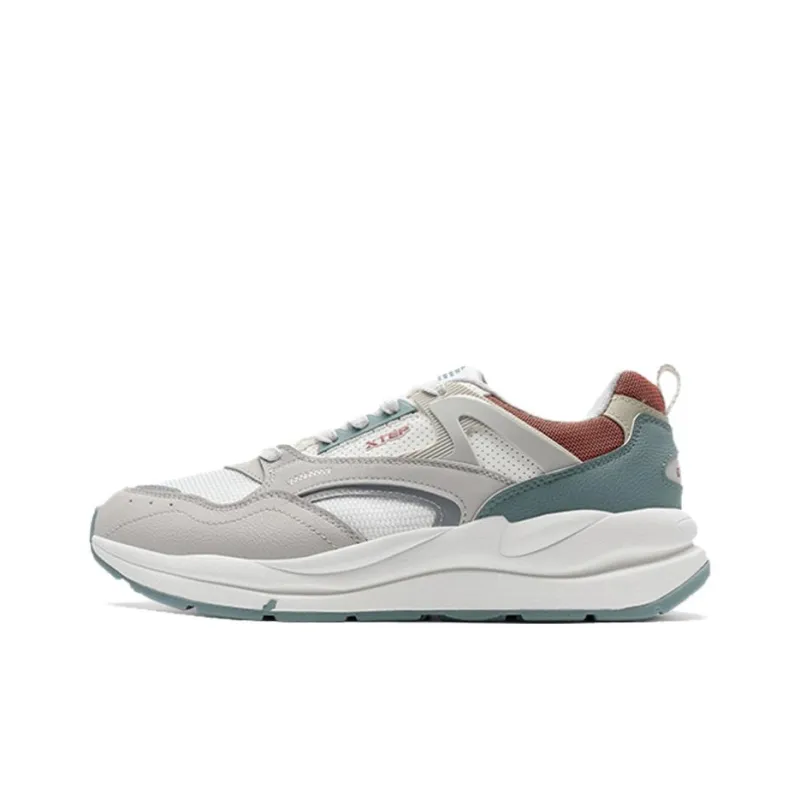 XTEP Anti Slip Wear Resistant Low Top Casual Shoes Men's Gray White-0
