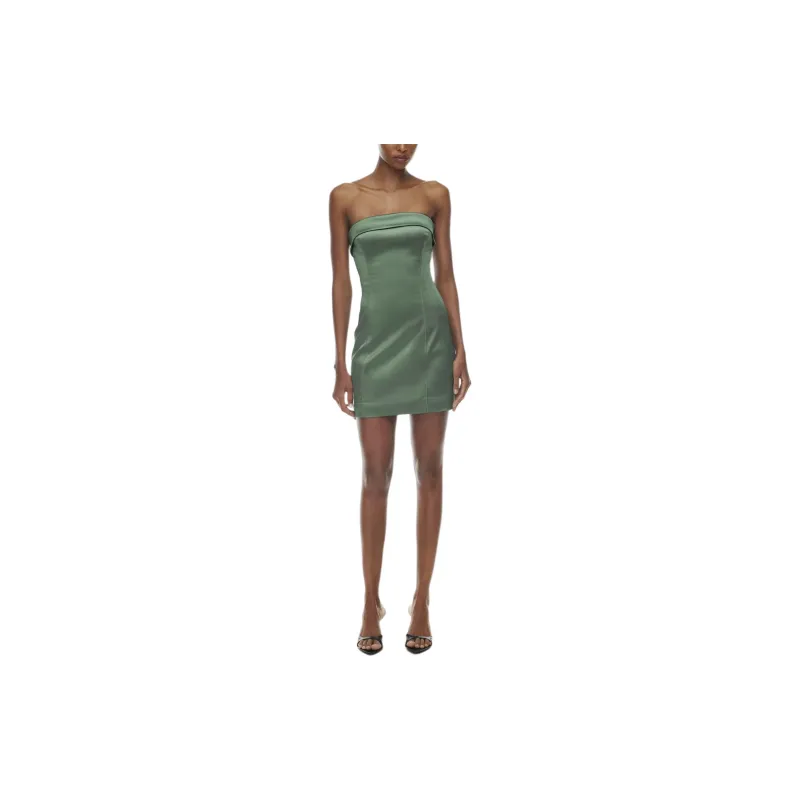 ARITZIA Ten Shimmer Satin Tube Dress Sleeveless Dress Women's Gallery Green/Green Gallery-2
