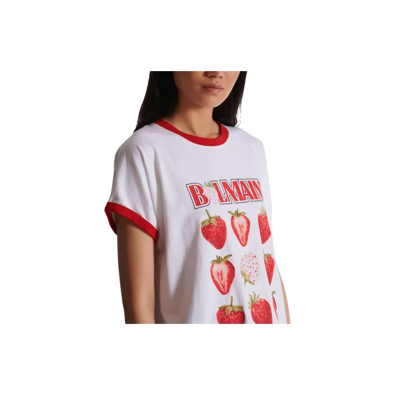 BALMAIN Two Tone Strawberry Printed T Shirt-6