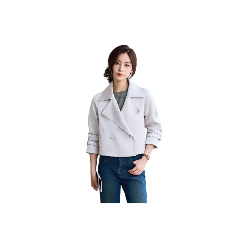 Yi Mengyuan Cropped Trench Coat Women's-4