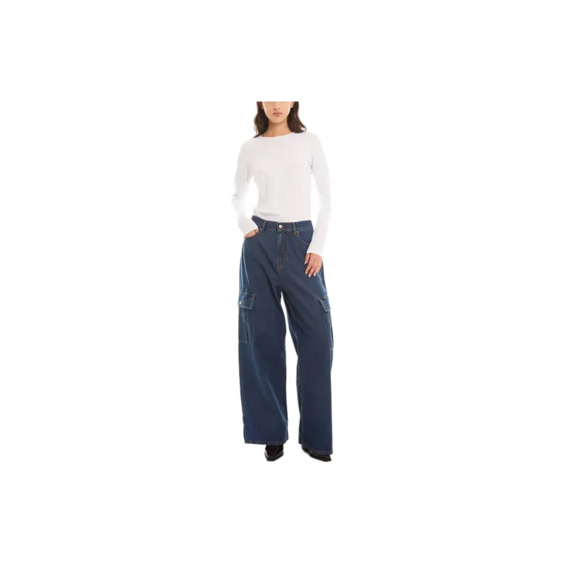 PAROSH Solid Color Crew Neck Pullover Long Sleeved T Shirt Women's White-2