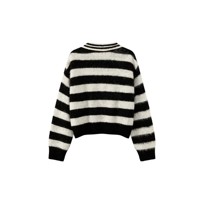 CHUU Knitwear Women's Black White Stripes-1