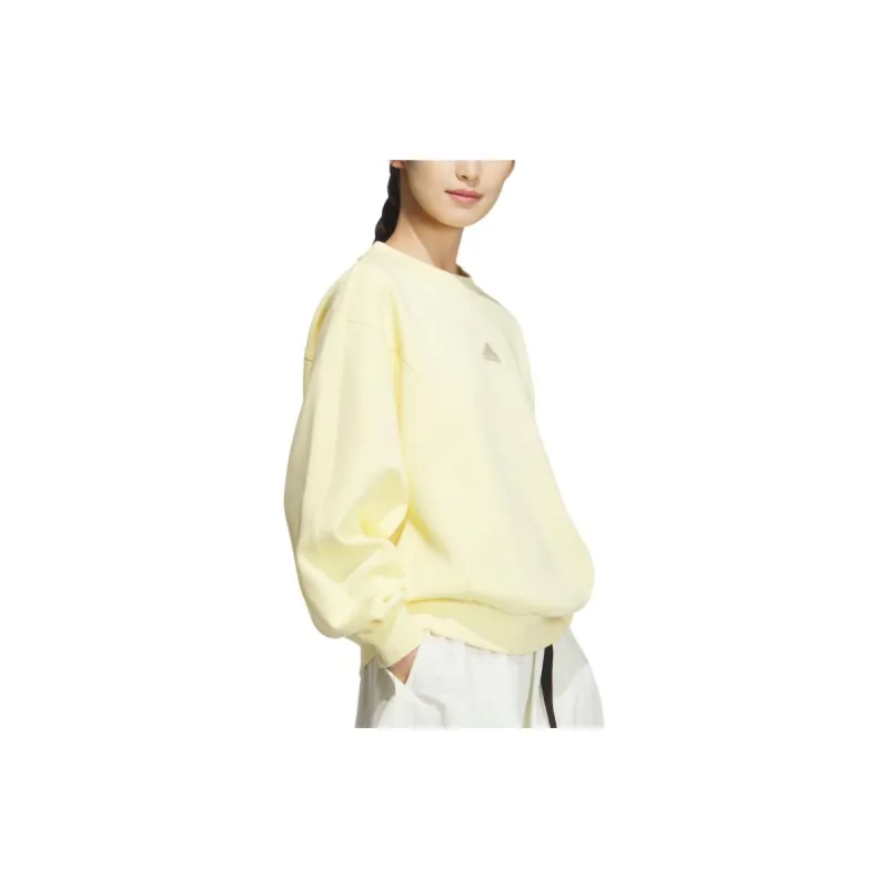Adidas Logo Doubleknit Crew Sweatshirt Women's Yellow-3