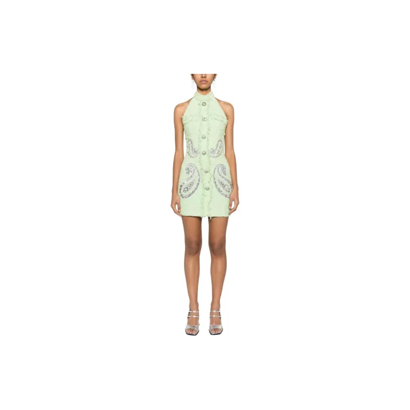 BALMAIN Sleeveless Dress Women's Light Green-1