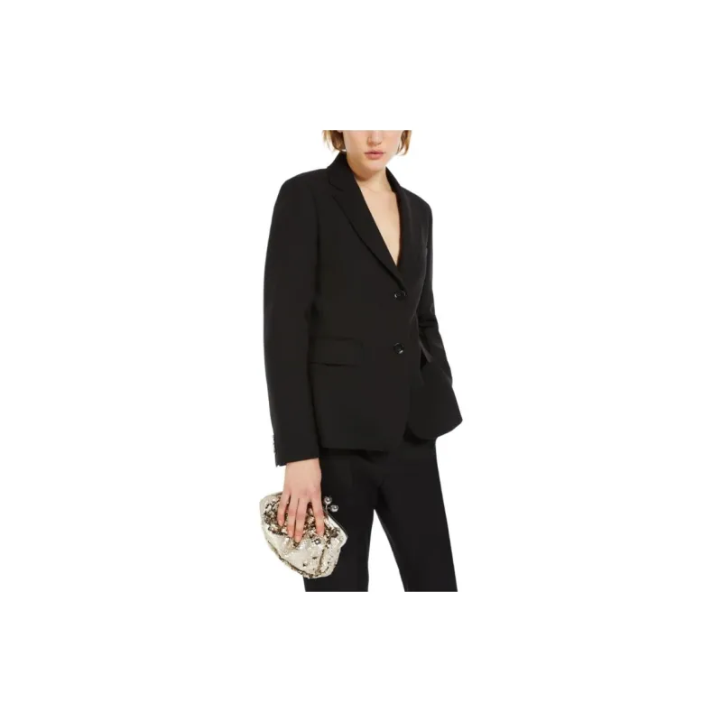 MaxMara Uva Collection Stretch Viscose Canvas Blazer Business Suit Coat Women's Black-3