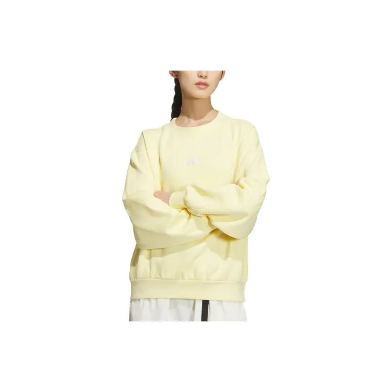 Adidas Logo Doubleknit Crew Sweatshirt Women's Yellow-1