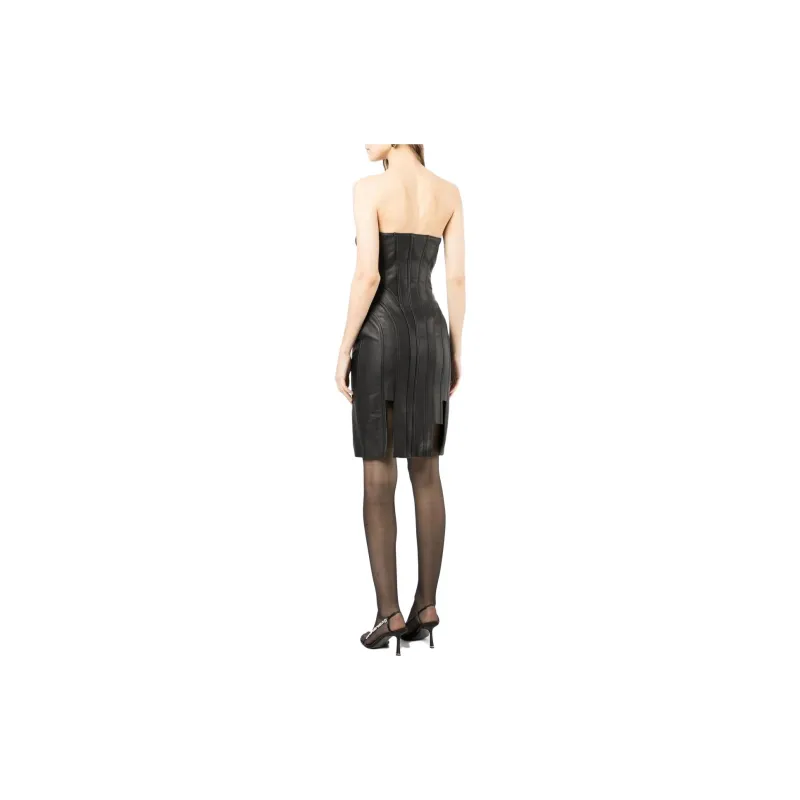 Nensi Dojaka Leather Corset Cone Dress-2