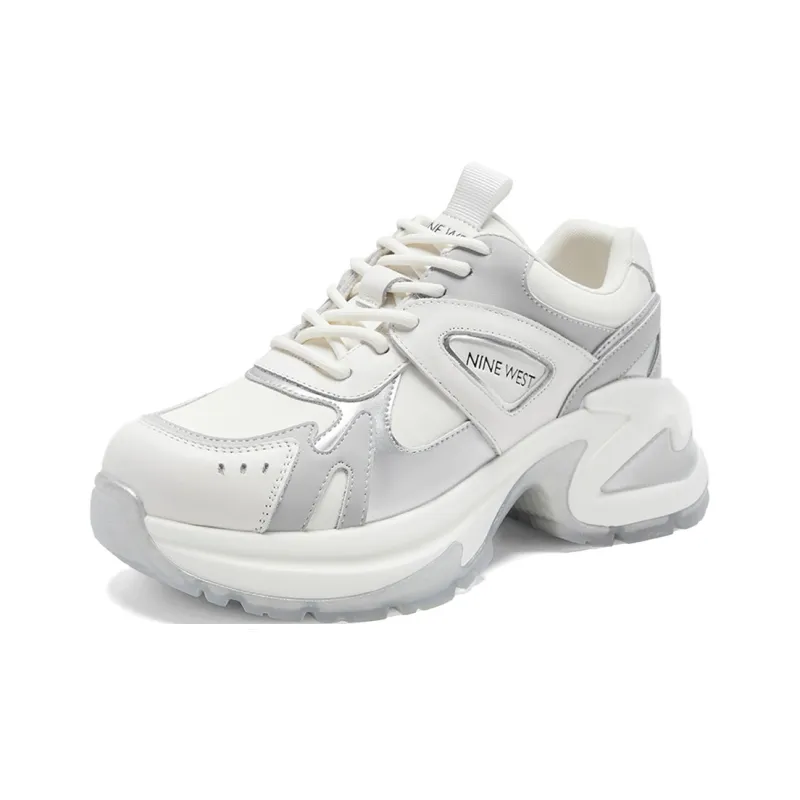 NINE WEST Low-Top Chunky Sneakers Women's White-1