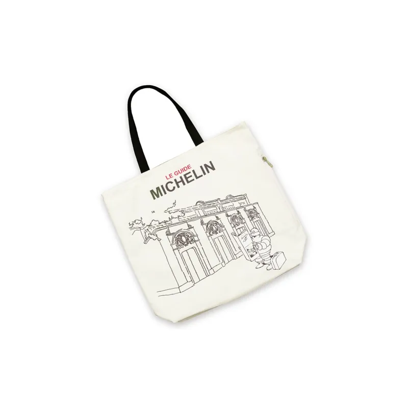 Michelin Canvas Tote Bag, Shopping Bag, Shoulder Bag Unisex White Stone Gate Style-4