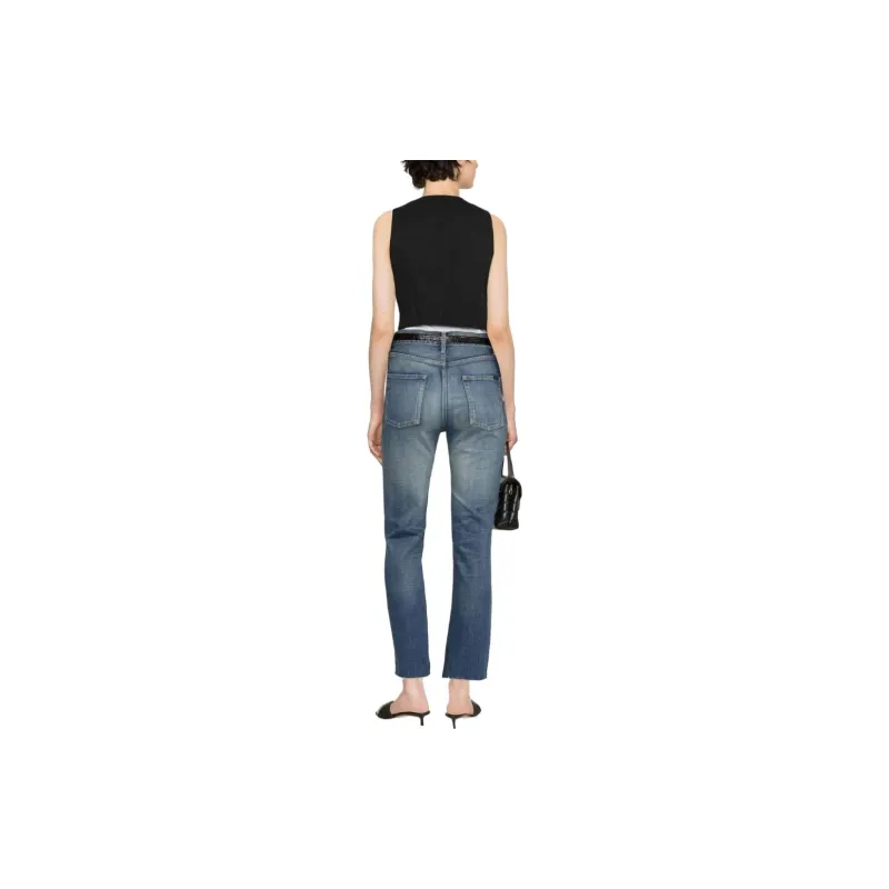 SAINT LAURENT Button Detailed Straight Leg Jeans-2