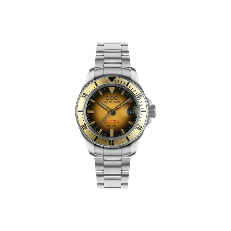OUT OF ORDER Wrist Watch Automatic Mechanical Movement Yellow Watch Dial Men's Watches-0