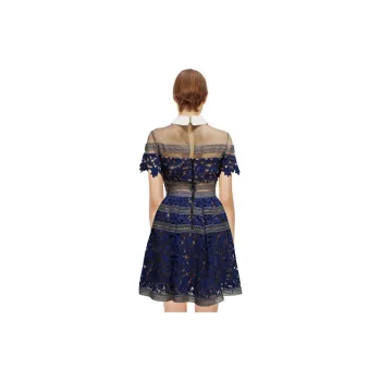 Self portrait Short Sleeved Dress Women's Purple Assorted