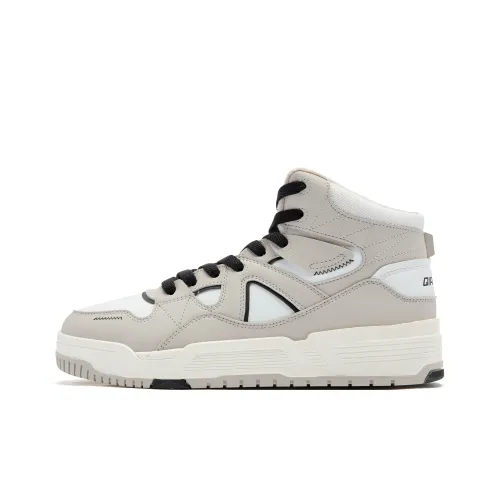 QIAODAN Skateboard Shoes Men High Top Beige White Black