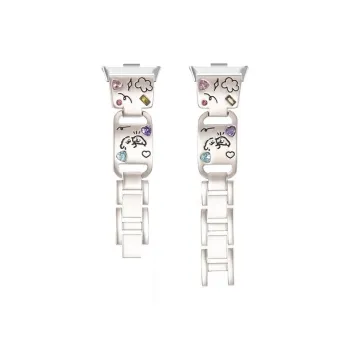 FZRT Watch Bands Colorful Diamond Print Puppy Metal Strap Unisex