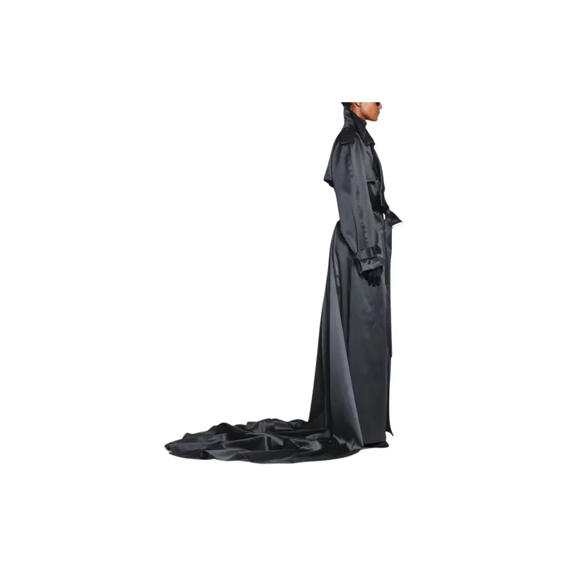 Balenciaga Trench Coat Regular Fit Women's Black-4