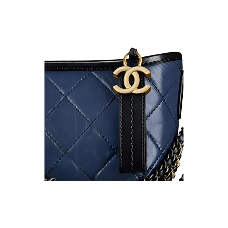 CHANEL Gabrielle Cow Leather Hobo Bag, Handbag, Shoulder Bag, Crossbody Bag Trumpets Women's Blue Black-2