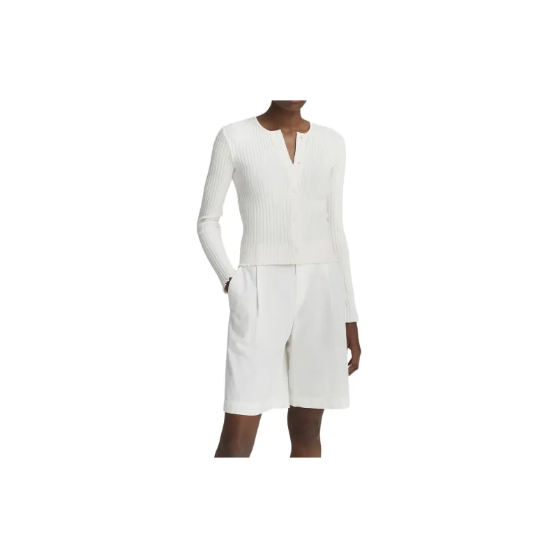 VINCE Scallop edge Ribbed knit Cardigan-2