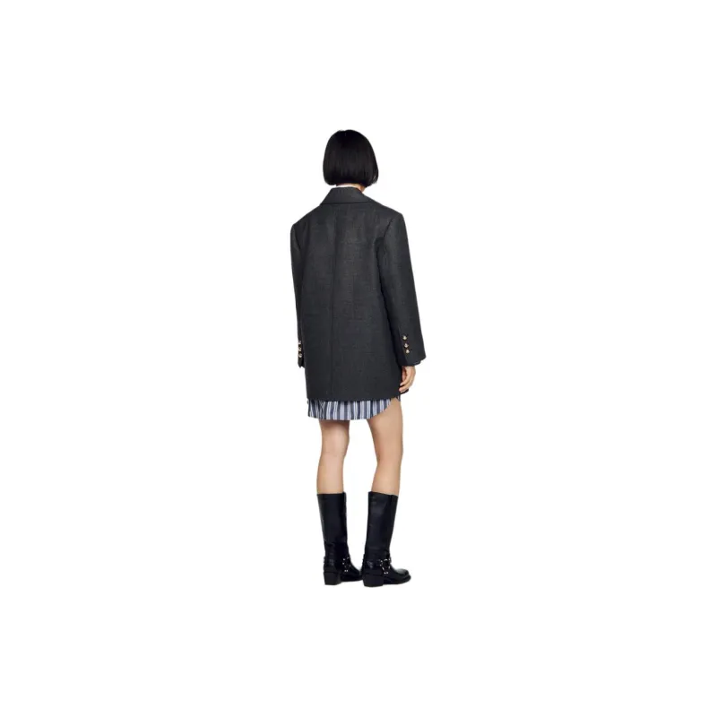 Sandro Double-breasted Virgin Wool Coat-1
