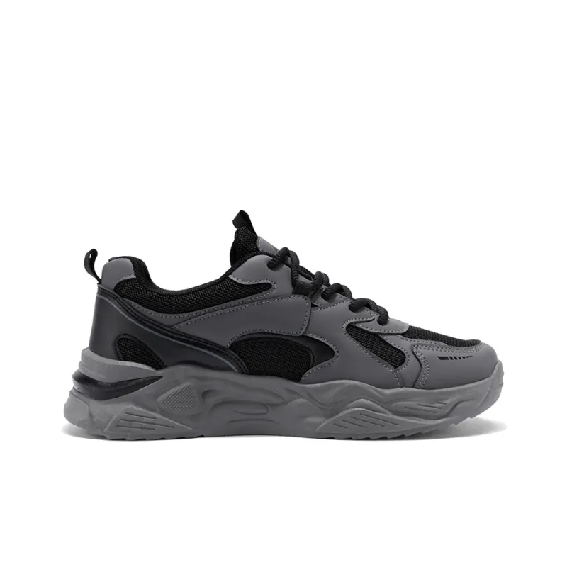 Warrior Wear resistant, Lightweight, Breathable, And Non slip. Low Top Chunky Sneakers Men's Dark Gray Black-1