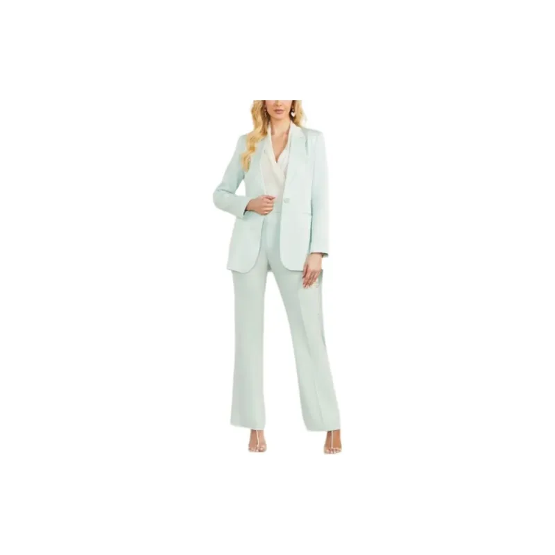 GUESS Valia Satin Blazer Business Suit Women's Blue-1
