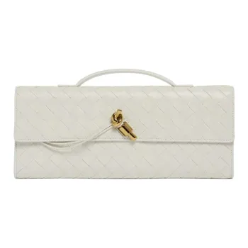 Bottega Veneta Andiamo Series Leather Clutch Women's White