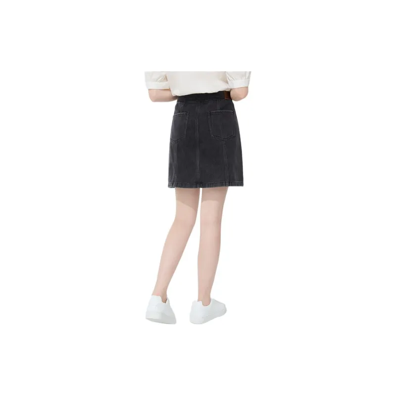 Hush Puppies Denim Short Skirts Women's Black Gray-2