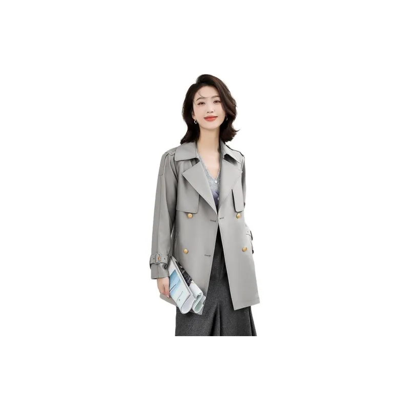 Yi Mengyuan Trench Coat Women's Gray-5