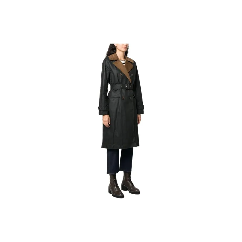 BARBOUR Double-breasted Belted Coat-3