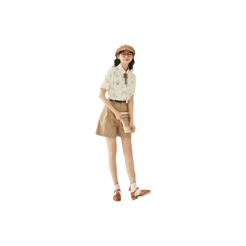ZIHAN Shirt Women's Beige With Print-1