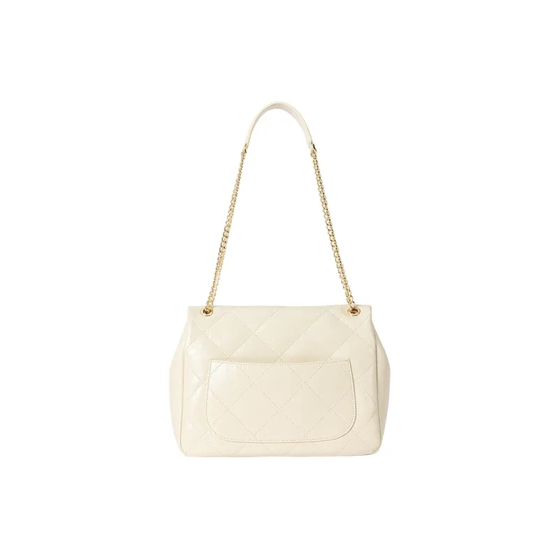 VANESSA HOGAN Cow Leather Shoulder Bag Women's Ecru/Black-7