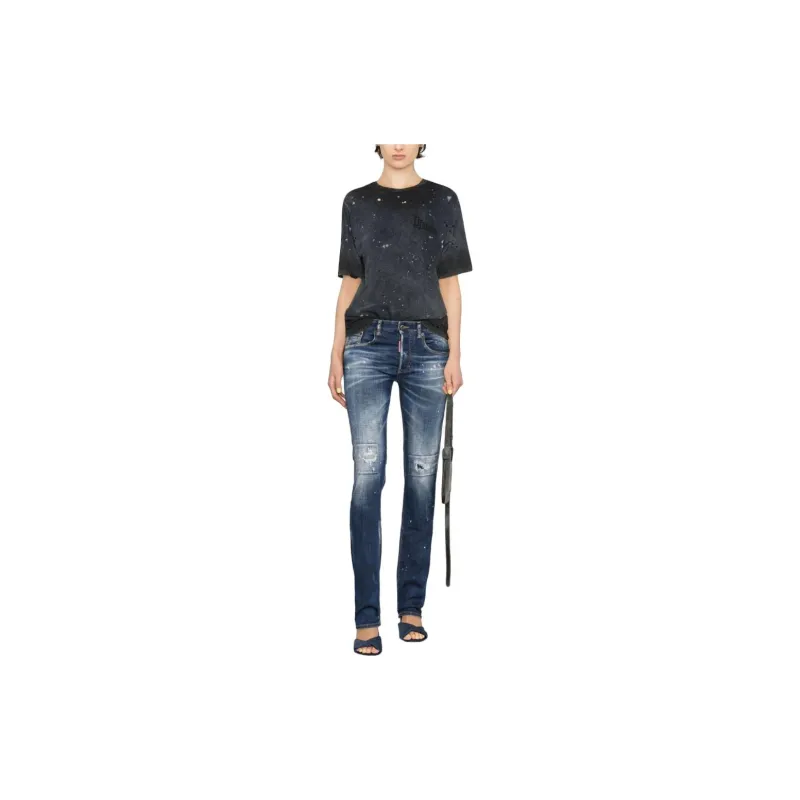 DSQUARED 2 Super Negative Distressed Crewneck T Shirt-1