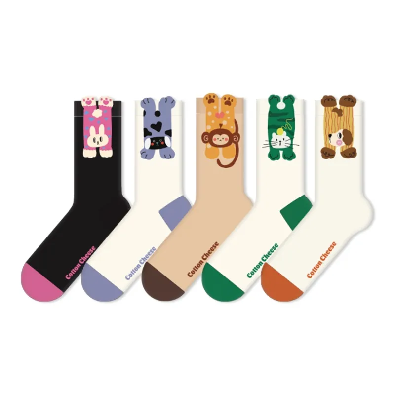 COTTON CHEESE Mid Calf Socks Unisex 5 Pack-7