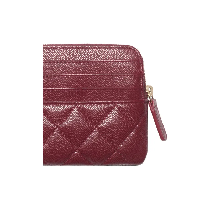 CHANEL Grain Caviar Calfskin Coin Purse Women's Burgundy-3