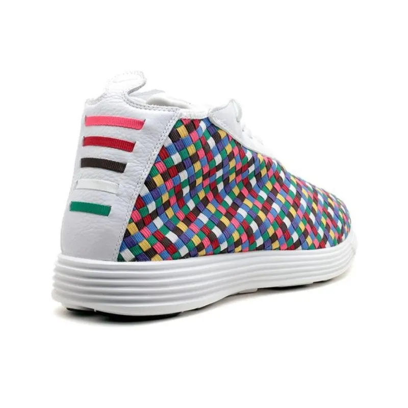 Nike Lunar Chukka Woven Rainbow Wear-resistant And Lightweight Low-Top Running Shoes Unisex White Pink Blue-3