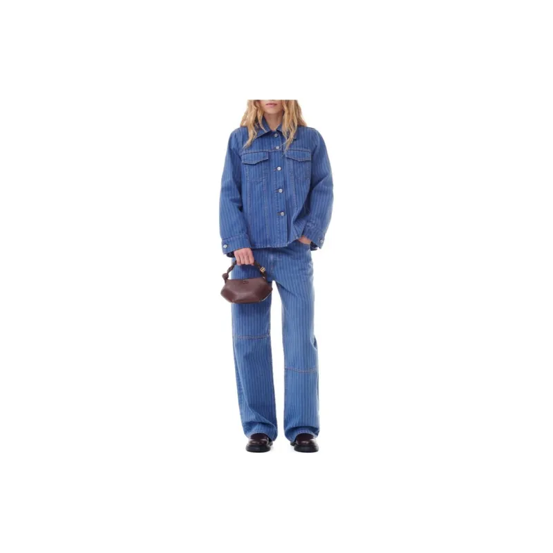 GANNI Striped Denim Jacket-2