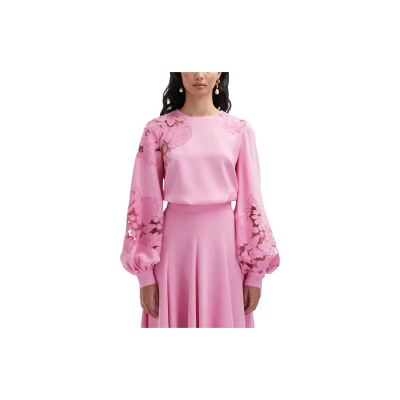 OSCAR DE LA RENTA Guipure-lace Silk-blend Blouse-1
