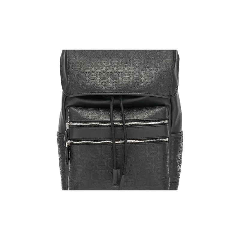 FERRAGAMO Cow Leather Backpack Men's Black-4