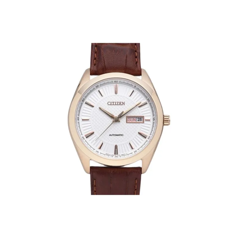 CITIZEN Mechanical Movement Genuine Leather Strap Watch 41mm Unisex White Dial-1