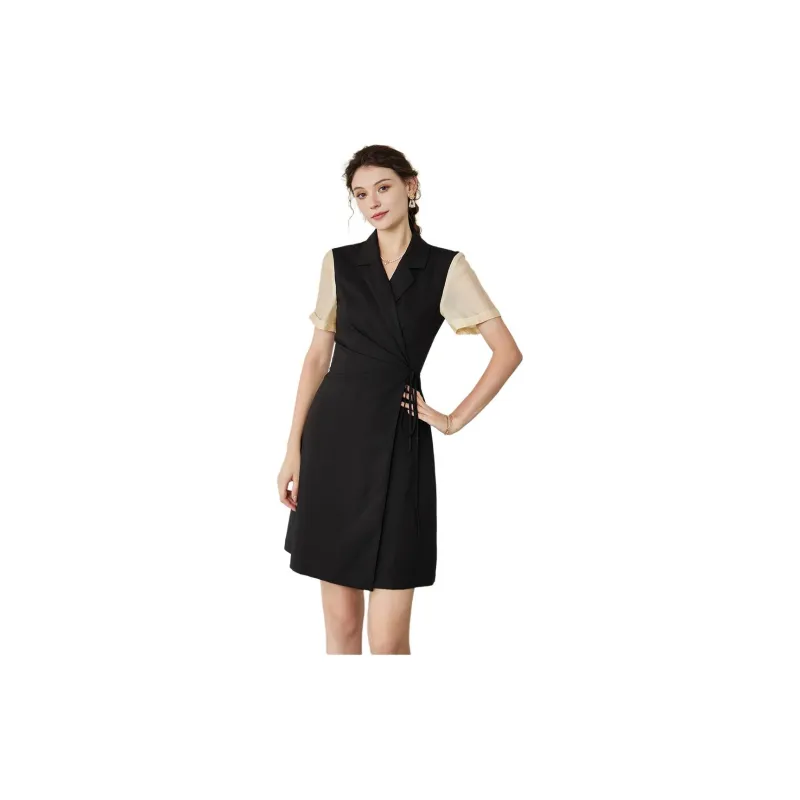 ROEYSHOUSE Short Sleeved Dresses Women's Black-1