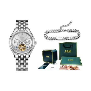 DOM Mechanical Movement Stainless Steel Watchband Watch Men's Watches White Dial