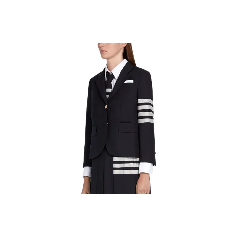 THOM BROWNE Single Breasted Stripe Detailed Blazer-3
