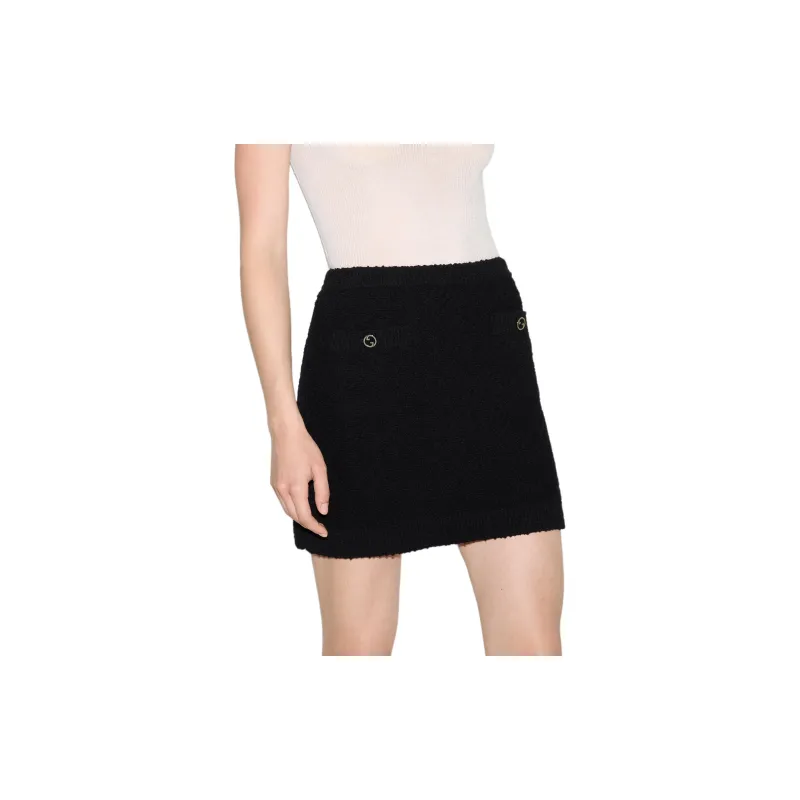 GUCCI Interlocking G Buttoned Knit Mini Skirt-3