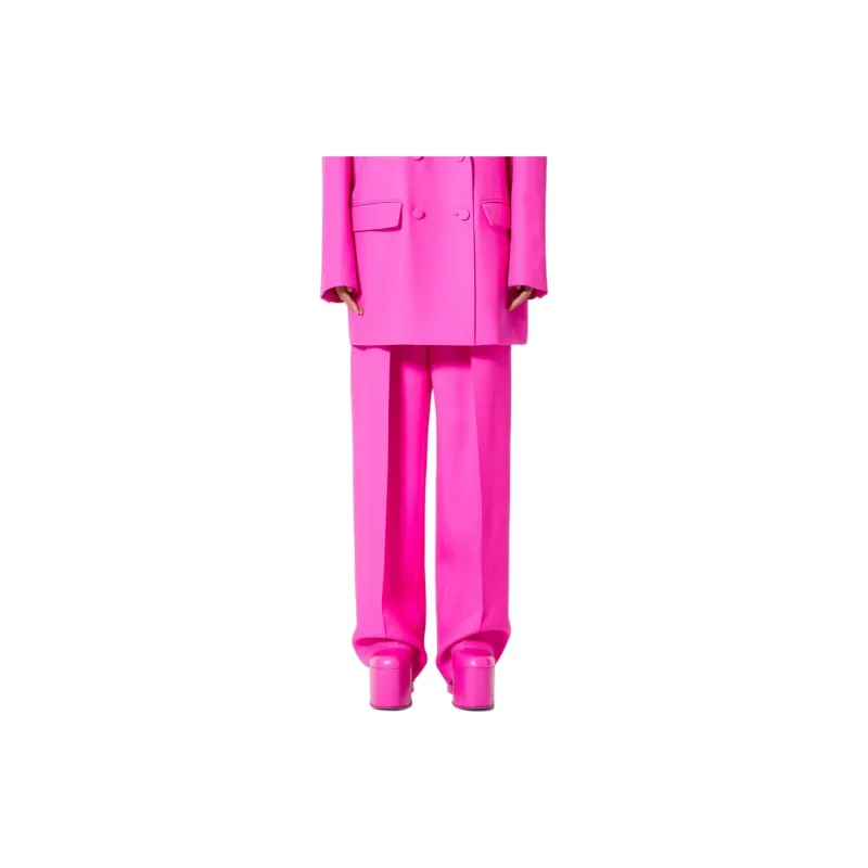 Valentino Crepe Couture Straight Leg Trousers 'Pink'-3