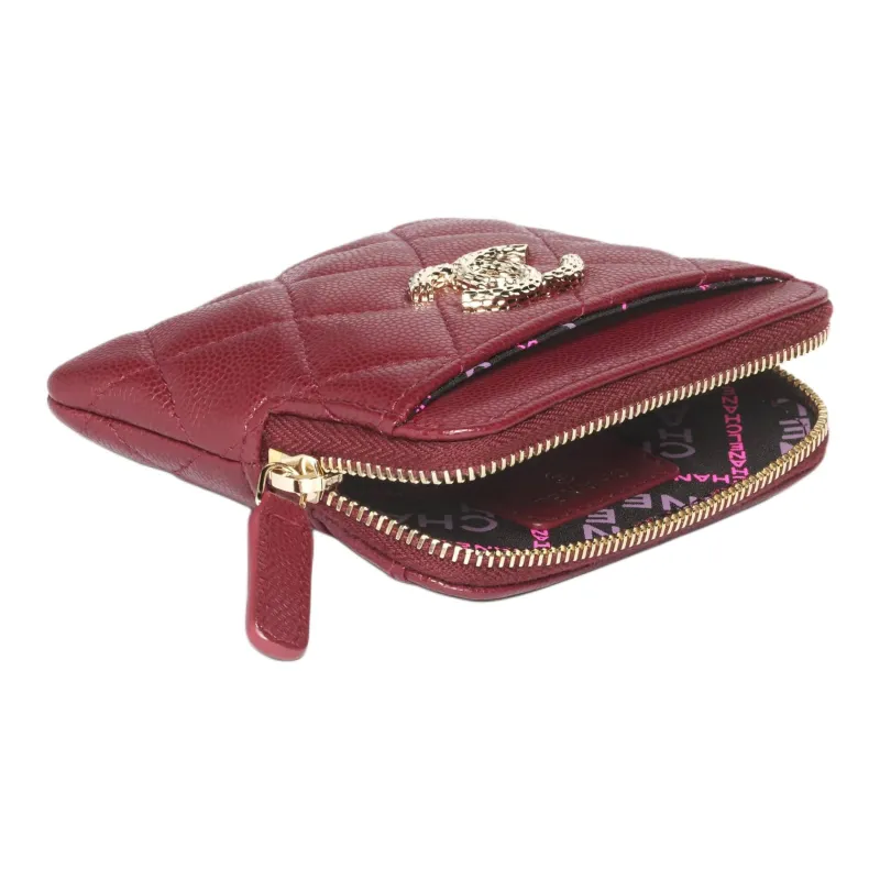 CHANEL Grain Caviar Calfskin Coin Purse Women's Burgundy-2
