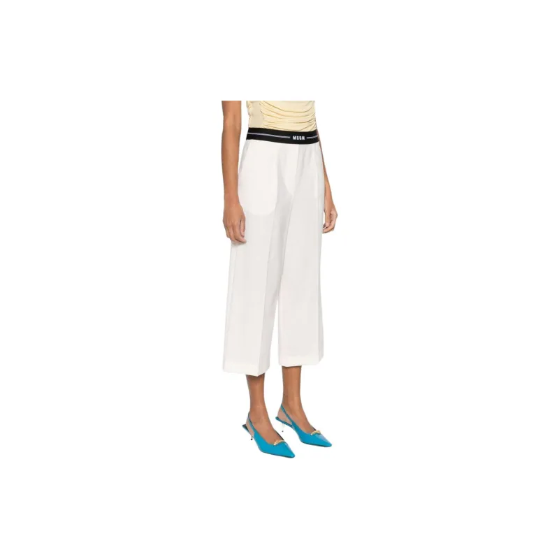 MSGM Logo waistband Cropped Trousers-3
