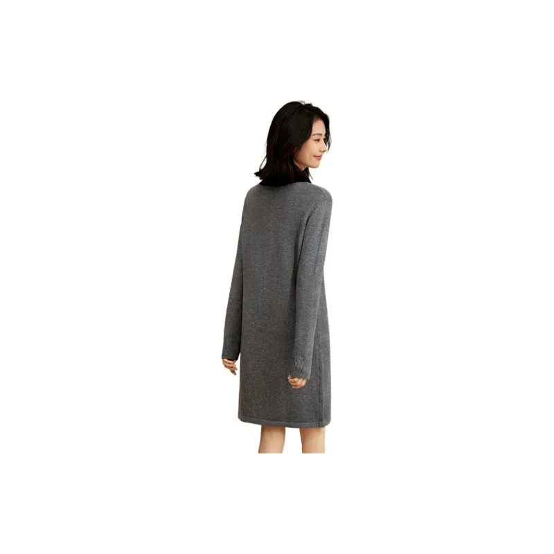 Mo Han Yi Mei Long Sleeved Dresses Women's Dark Gray-2
