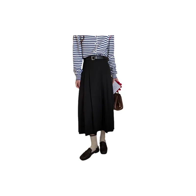 THREE PERCENTX.O.X.O. Casual Long Skirts Women's Black-1