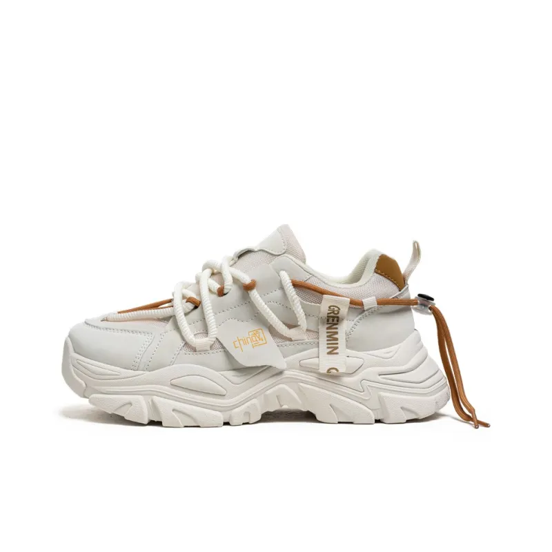 Wooden Rabbit Cushioned Slip-Resistant Waterproof And Breathable Height Increasing Low-Top Chunky Sneakers Men's-5