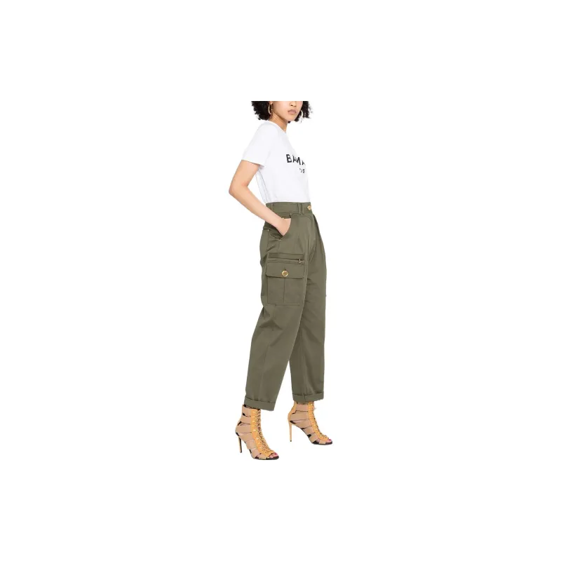 BALMAIN SS22 Pants Women's Green-3
