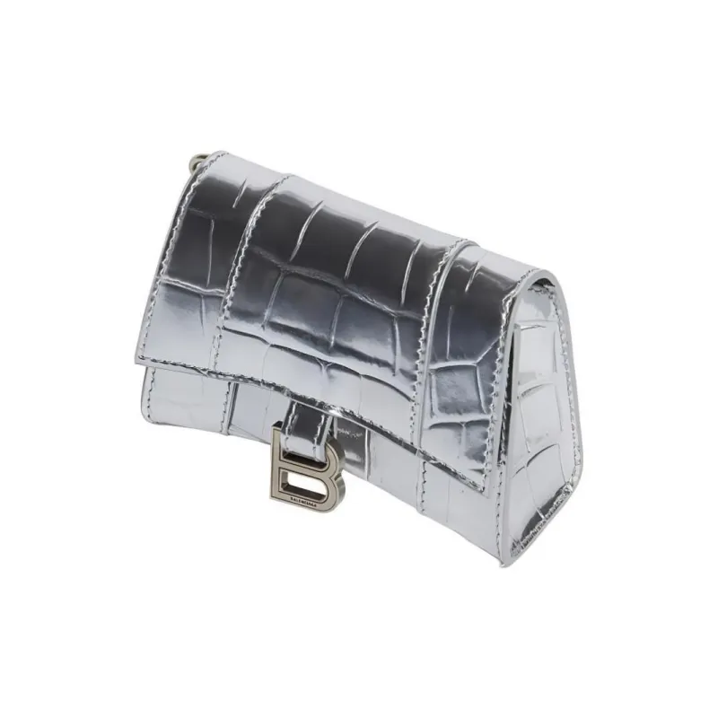 Balenciaga Cow Leather Hourglass Bag Shoulder Bag Crossbody Bag Women's Silver-2